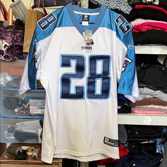Reebok White and Blue Titans Jersey